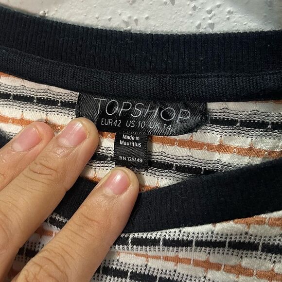Top Shop Striped 90s Style T Shirt Dress Size 10 - Picture 3 of 5